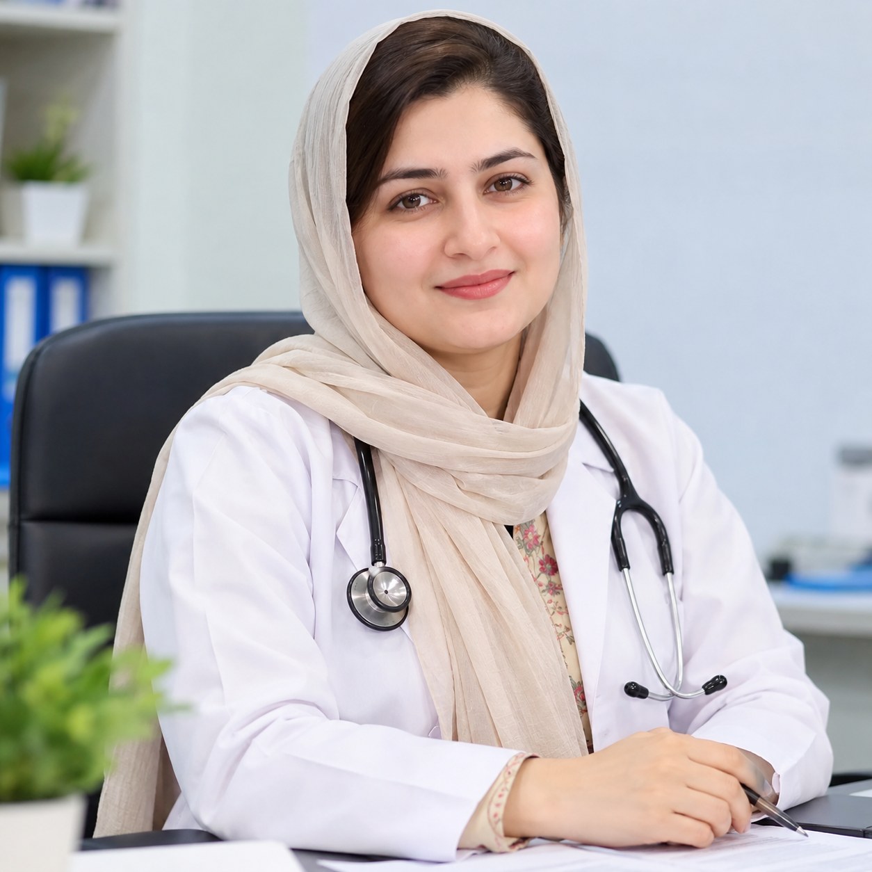 AI-generated illustrative portrait for Dr. Kainat Raza (not an actual photograph)
